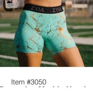 Zyia Active Womens Shorts Aqua & Copper Light Weight & Tight Biker Shorts 2X